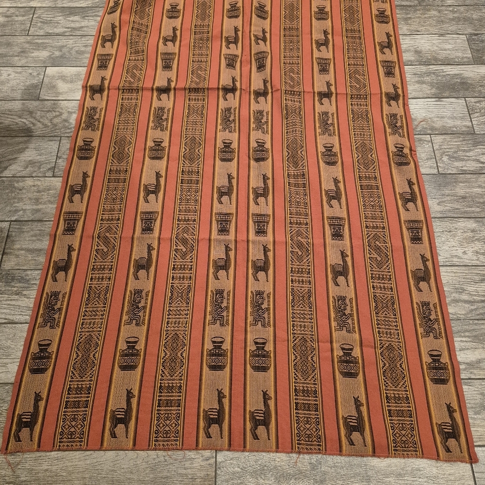Vintage Peruvian Andean Woven Blanket Llama Iconography Large 88x40 - Picture 2 of 7